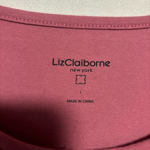 Liz Claiborne NY Top Rick Rack Keyhole 3/4 Sleeves LG EUC - Picture 4 of 8